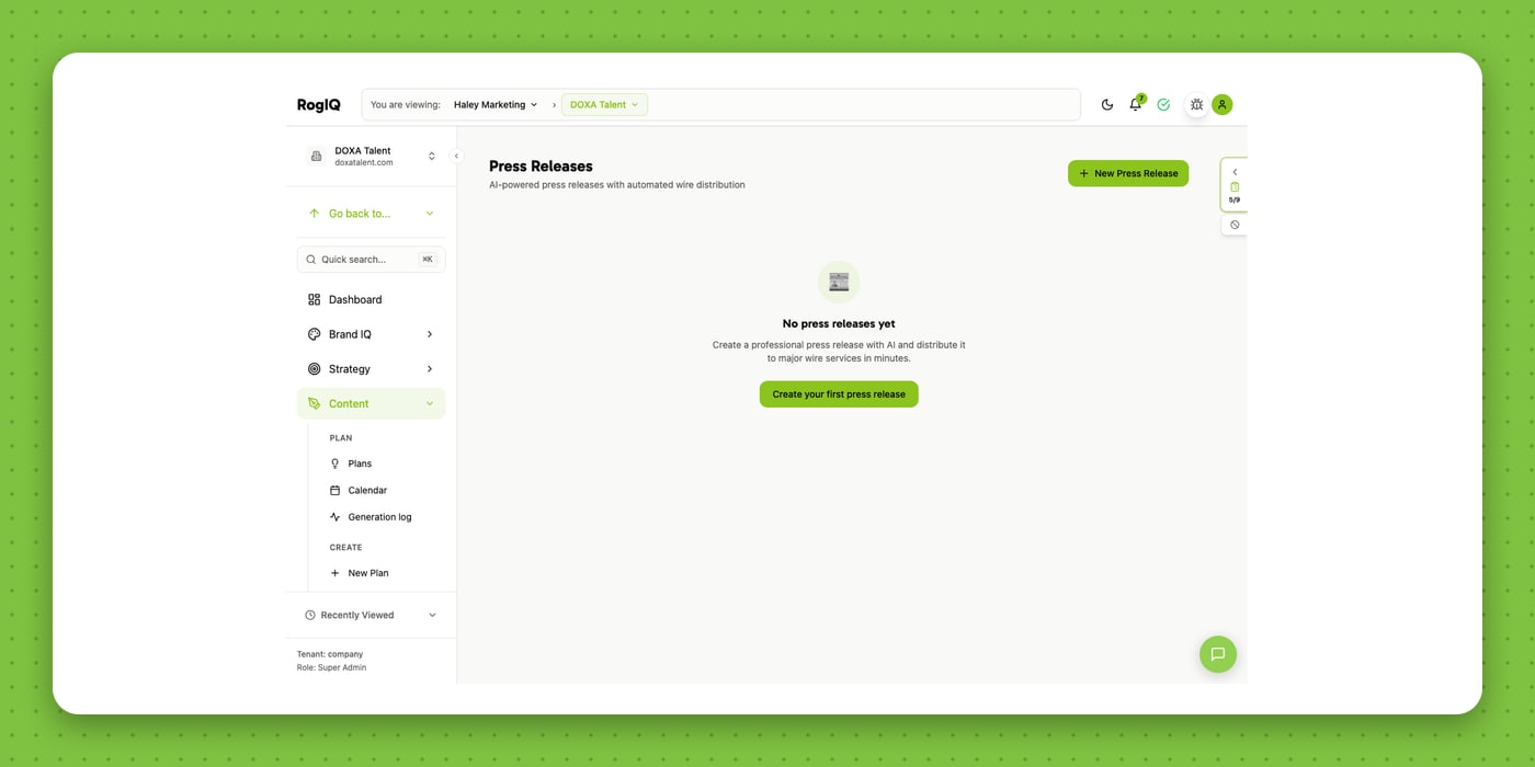 Press Releases — preview and approve